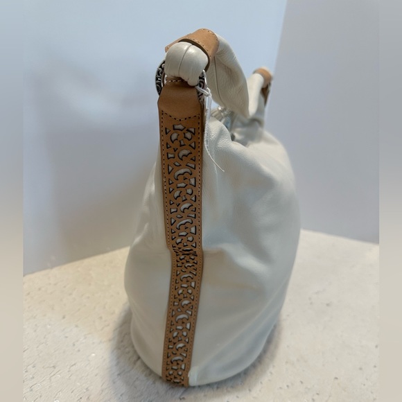 Brighton ‘Collins’ Cream White Leather Bohemian Bucket Shoulder Bag NWT - Picture 13 of 16